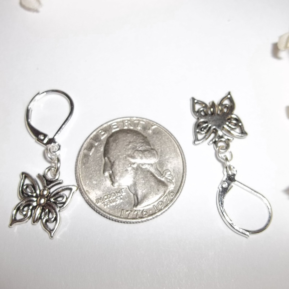 Silver Butterfly Earrings Lever Back Set NWT 4943 - Picture 3 of 8